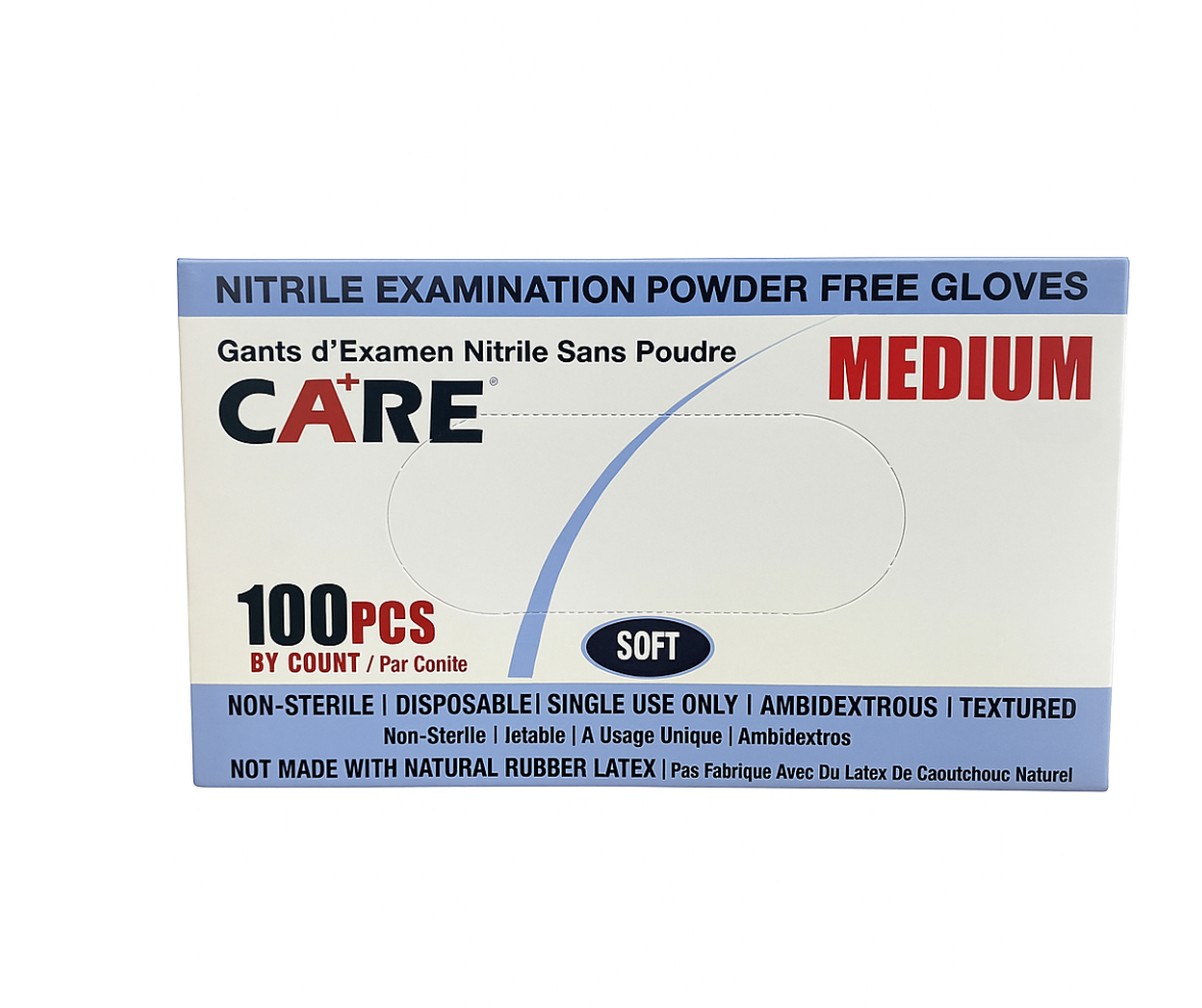 GLOVE CARE Powder Free Nitrile Gloves Size Medium - Box