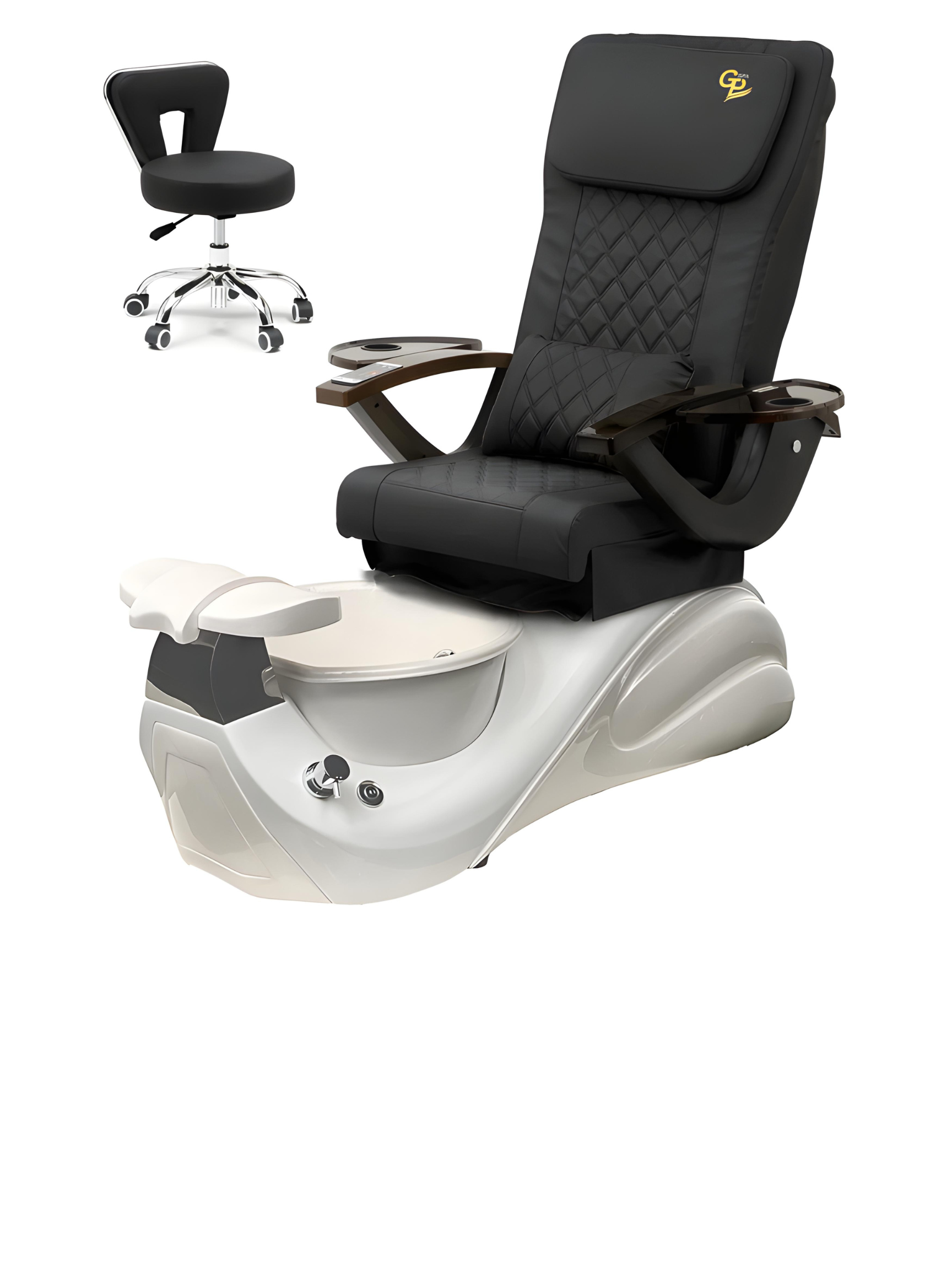 Vespa Pedicure Spa Chair - White Base - Marble Bowl Machiato - C01 Leather