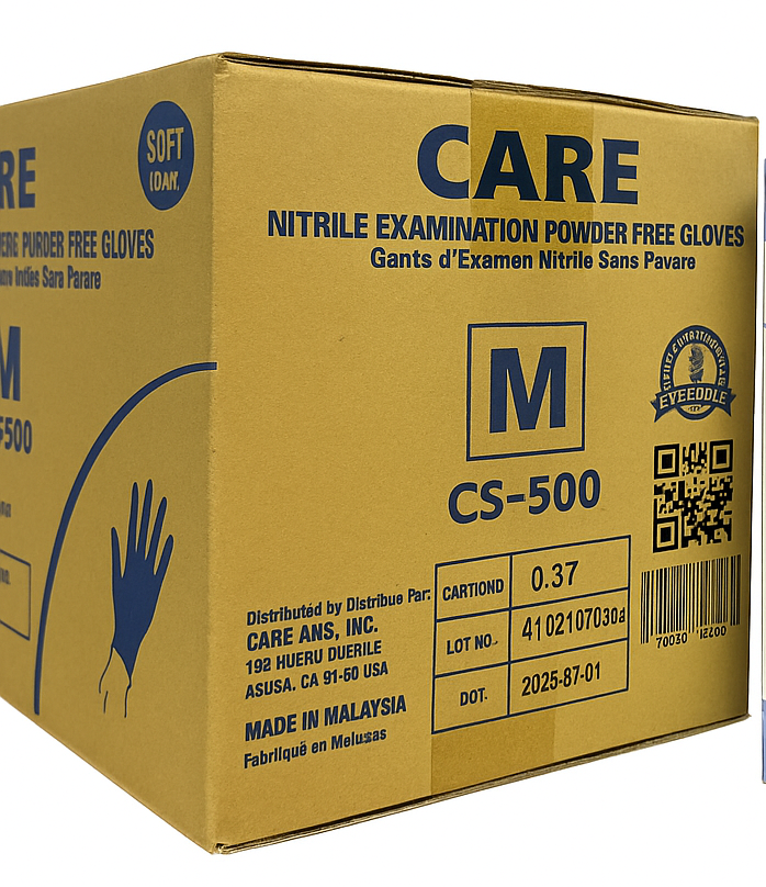 GLOVE CARE Powder Free Nitrile Gloves Size - Medium - CASE of 10