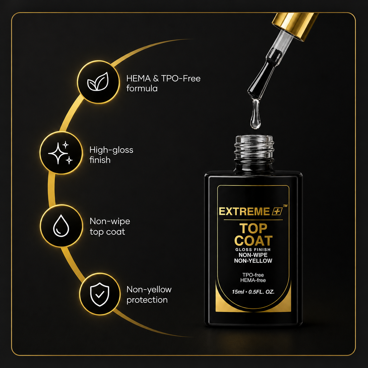 Extreme+ Top Gel Gloss Finish Non Wipe HMF_0.5oz - (buy 2 get 1 free)