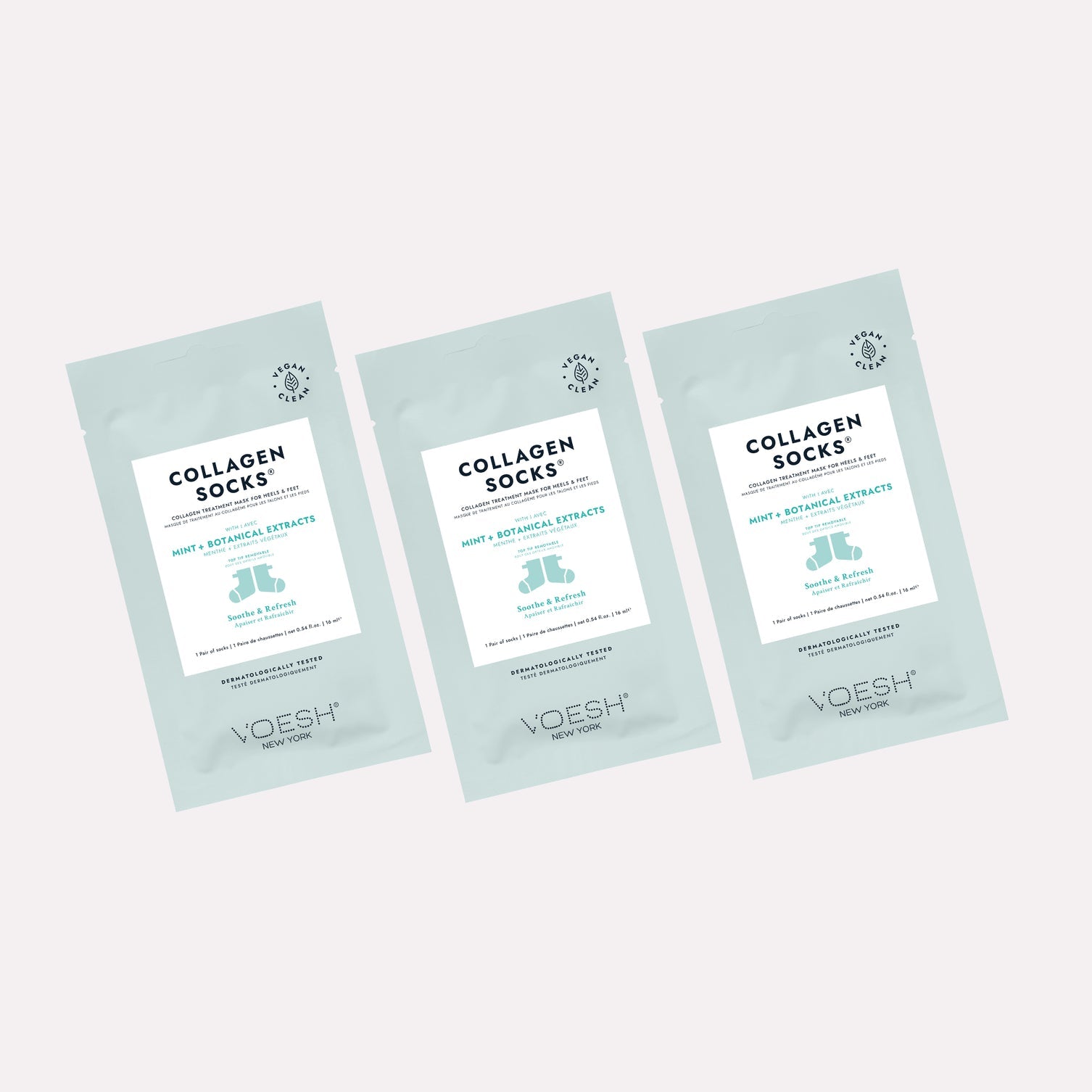 Voesh Deluxe Pedicure Collagen SOCKS - Mint & Botan - Case of 100