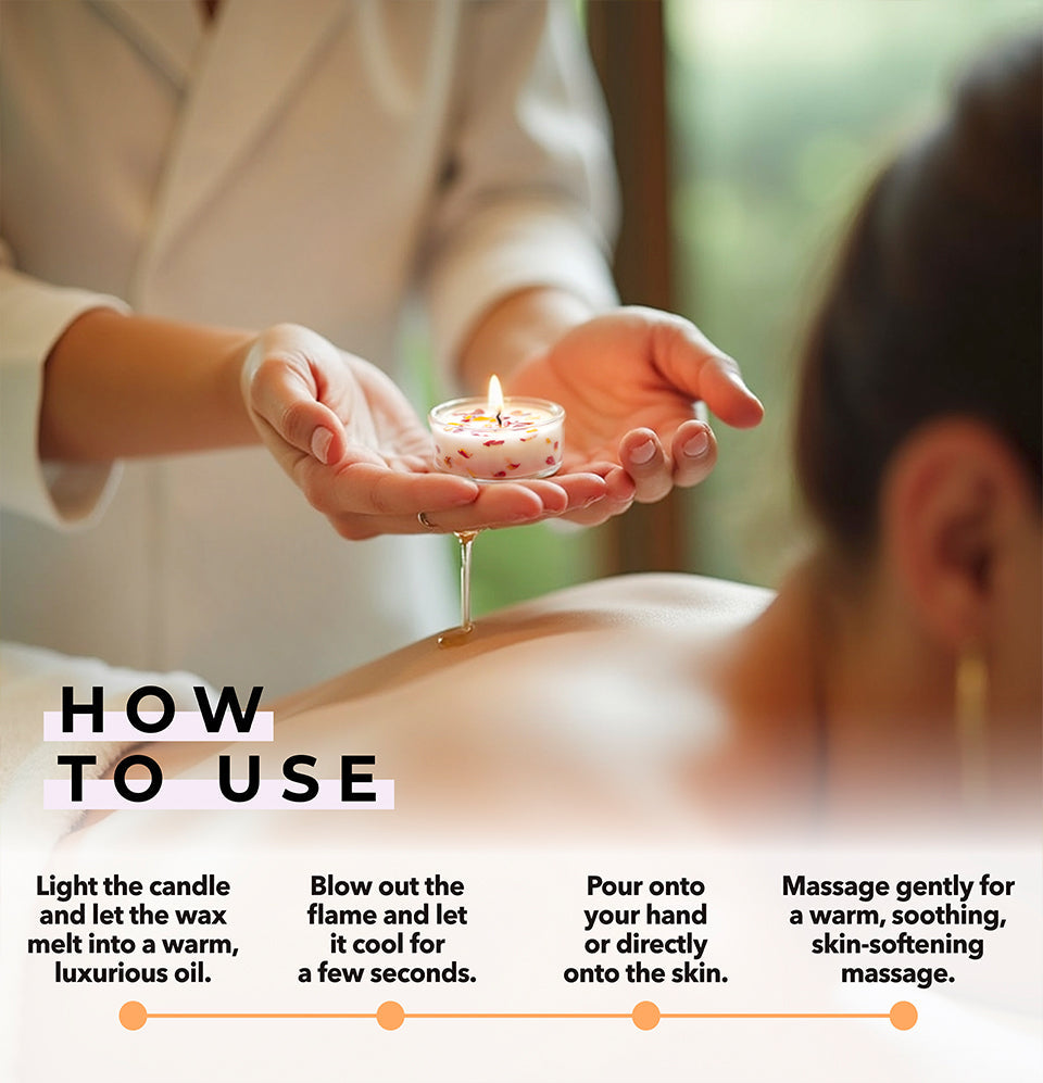 BareSoak Natural Beauty Massage Oil Candle 0.5 oz - White Orchid