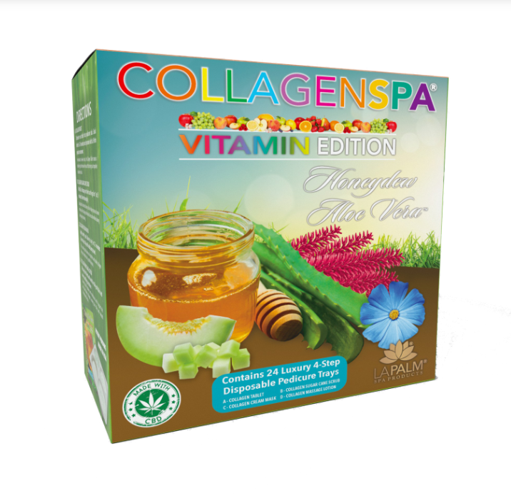 La Palm CollagenSpa 4-Step Pedicure Tray - Honeydew Aloe Vera- Box of 24