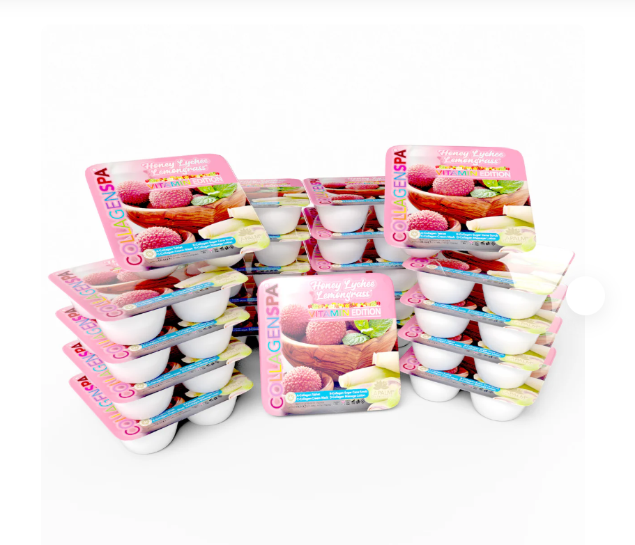 La Palm CollagenSpa 4-Step Pedicure Tray - Honey Lychee Lemongrass - Box of 24