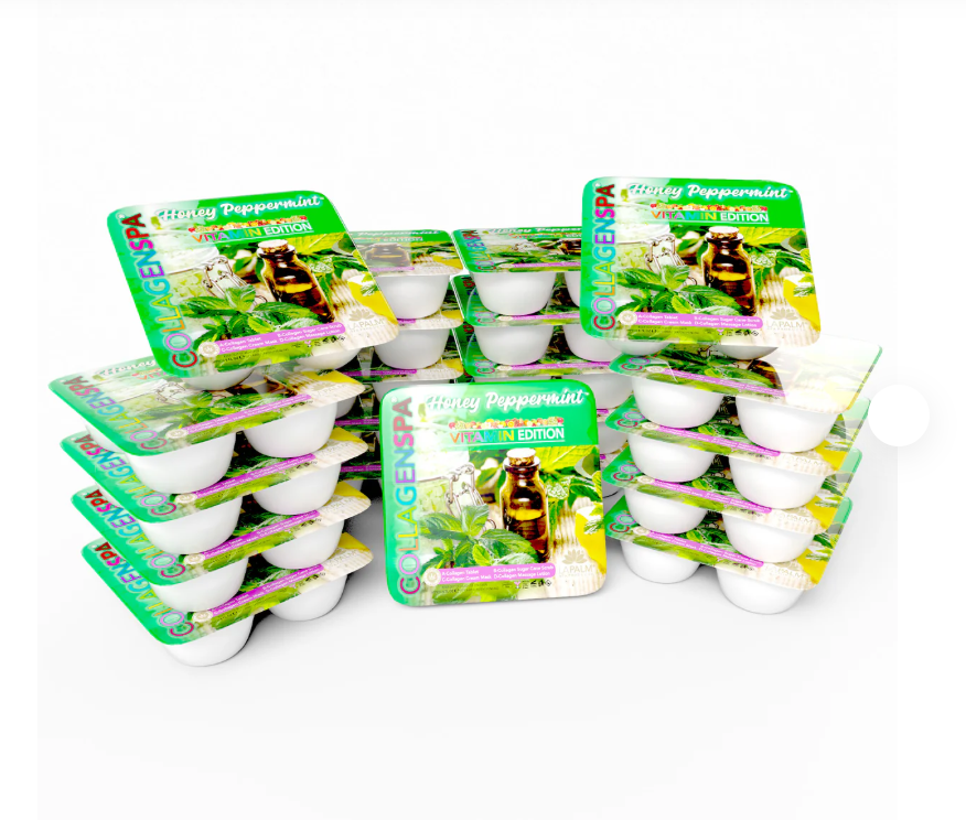 La Palm CollagenSpa 4-Step Pedicure Tray - Honey Pure Peppermint - Box of 24