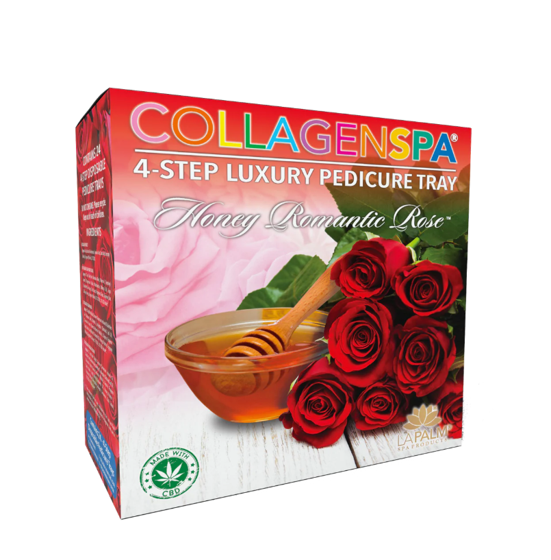 La Palm CollagenSpa 4-Step Pedicure Tray - Honey Romantic Rose- Box of 24