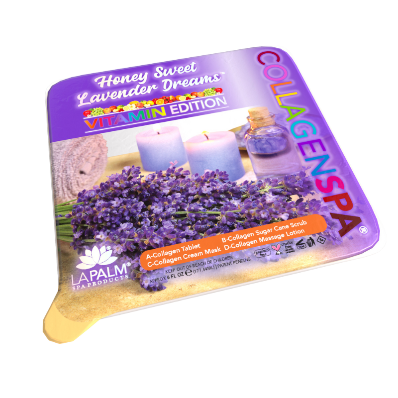 La Palm CollagenSpa 4-Step Pedicure Tray - Honey Sweet Lavender Fields - Box of 24