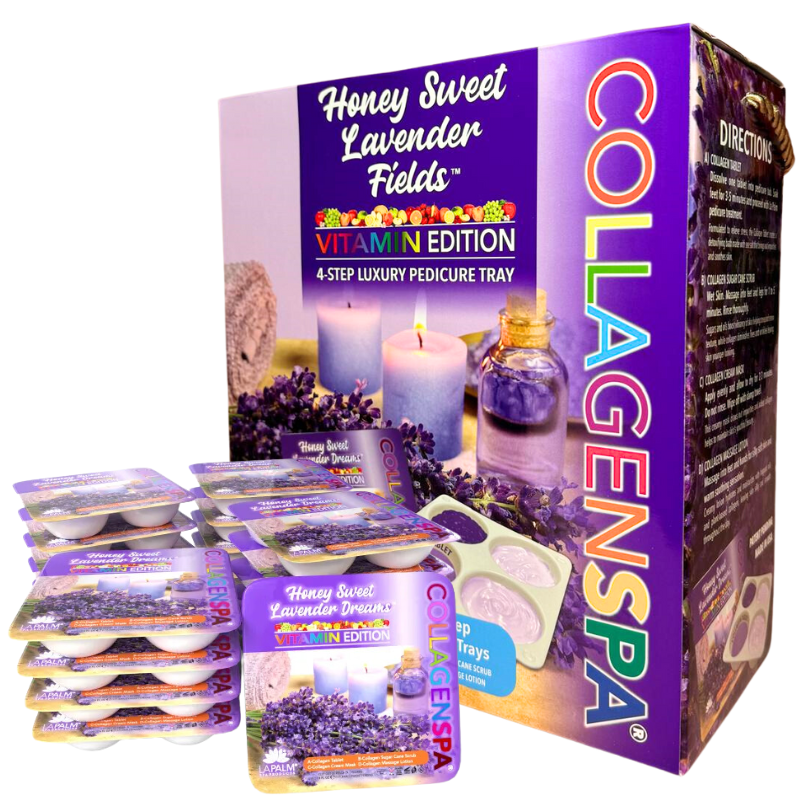 La Palm CollagenSpa 4-Step Pedicure Tray - Honey Sweet Lavender Fields - Case of 4/96