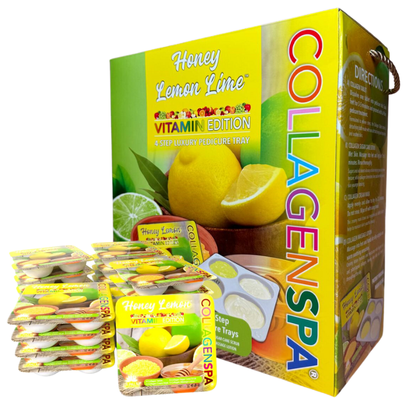 La Palm CollagenSpa 4-Step Pedicure Tray - Honey Lemon Lime- Box of 24