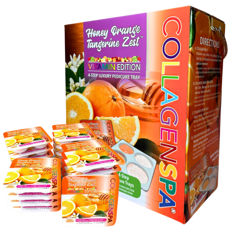 La Palm CollagenSpa 4-Step Pedicure Tray - Honey Orange Tangerine Zest - Box of 24