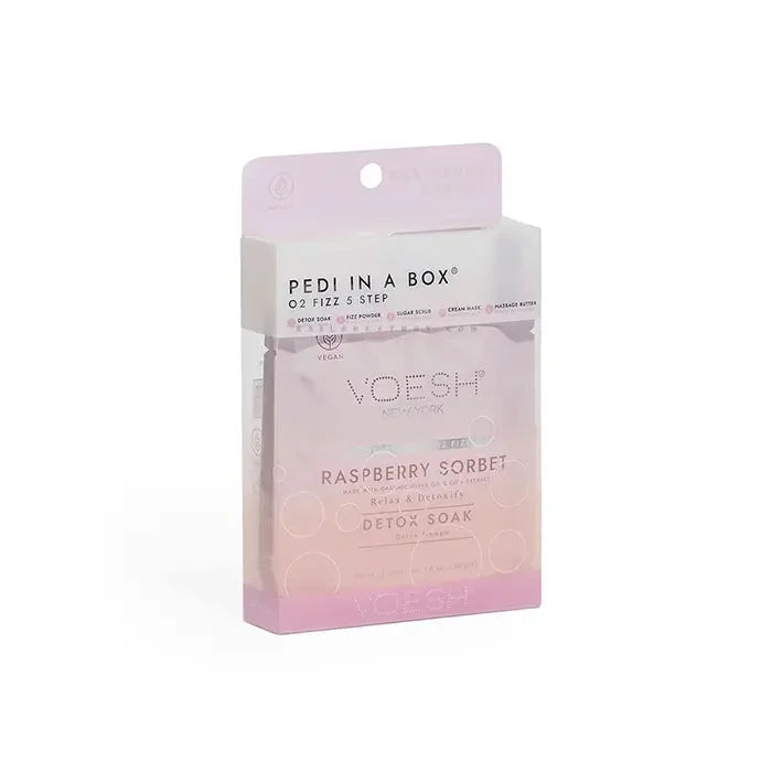 Voesh Deluxe Pedicure 4 Step O2 Bubbly Spa - Raspberry - Kit