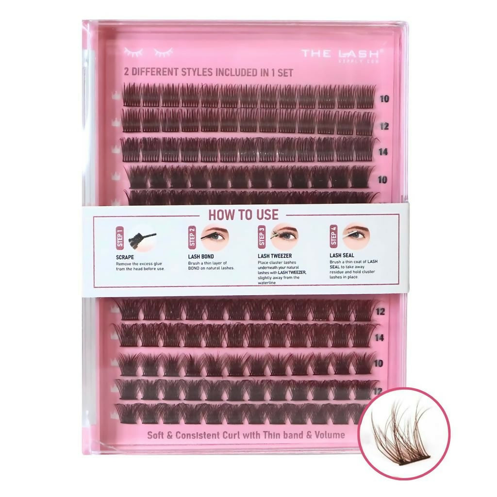 DIY Cluster Lashes - Brown Color - Hybrid - Mixed Length