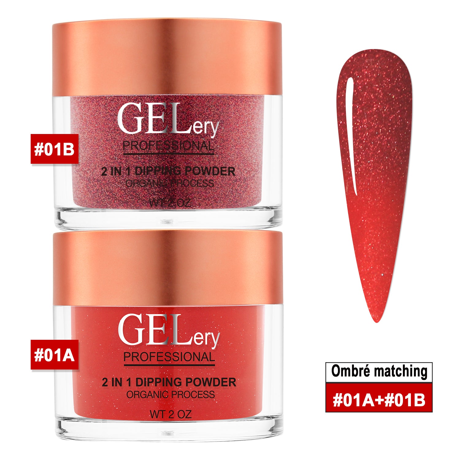 GELery Ombre Dipping Set - #1A + 1B - Free Easy Ombre Base Gel 0.5oz