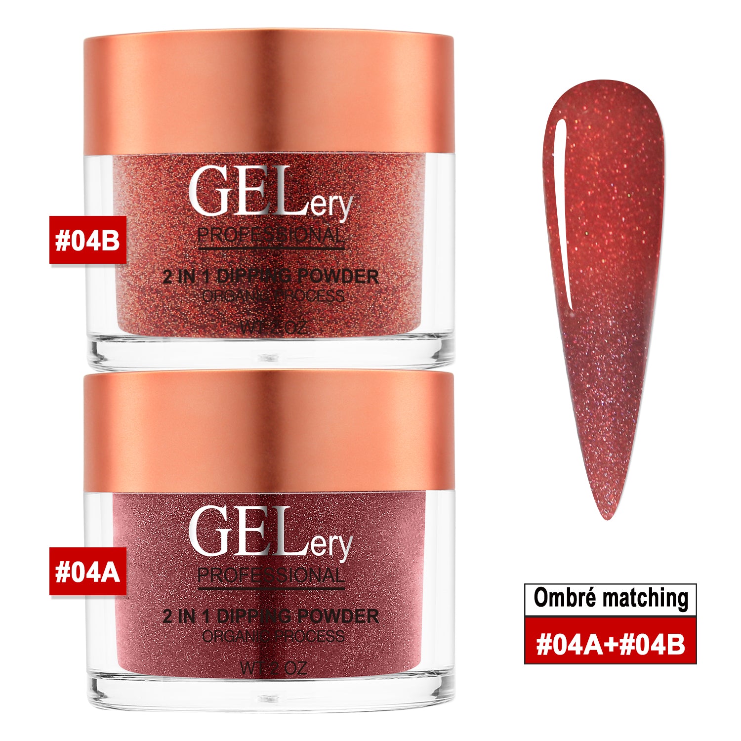 GELery Ombre Dipping Set - #4A + 4B - Free Easy Ombre Base Gel 0.5oz