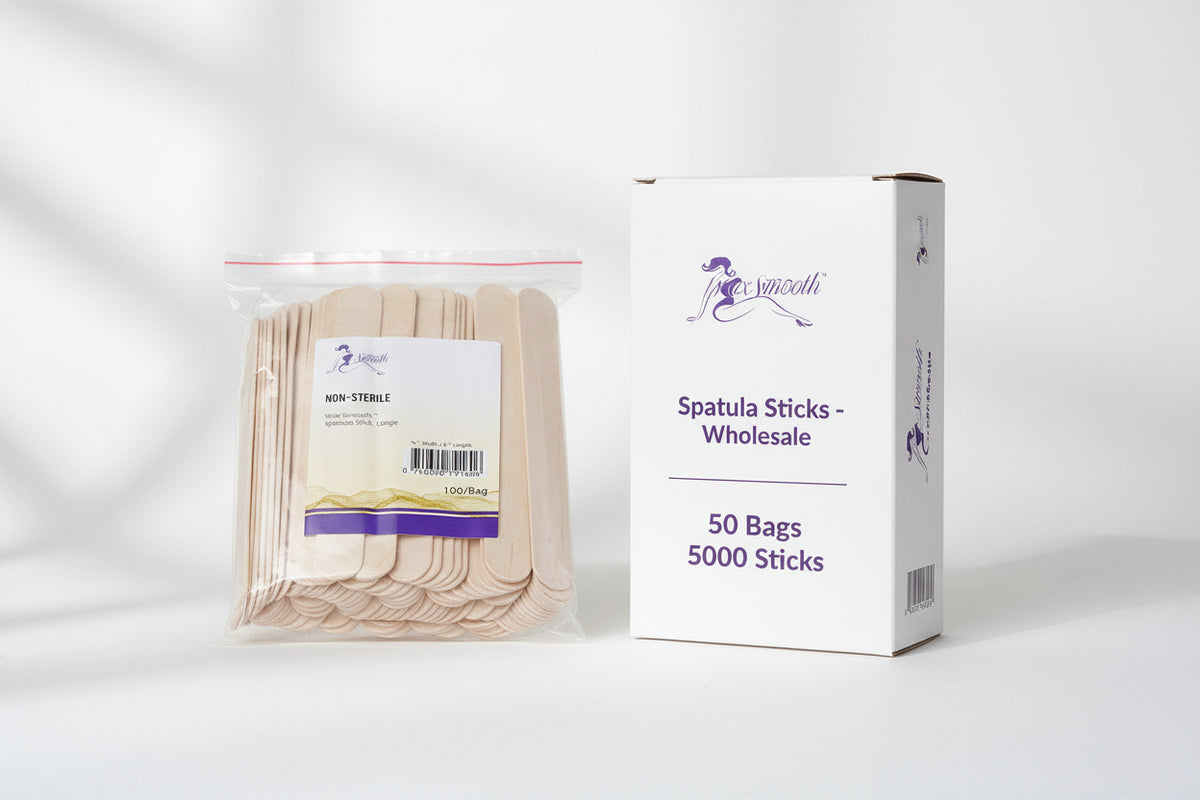 WaxSmooth Non Sterile Spatulas Stick Wax Large 6" x 3/4" - Box of 50 bags