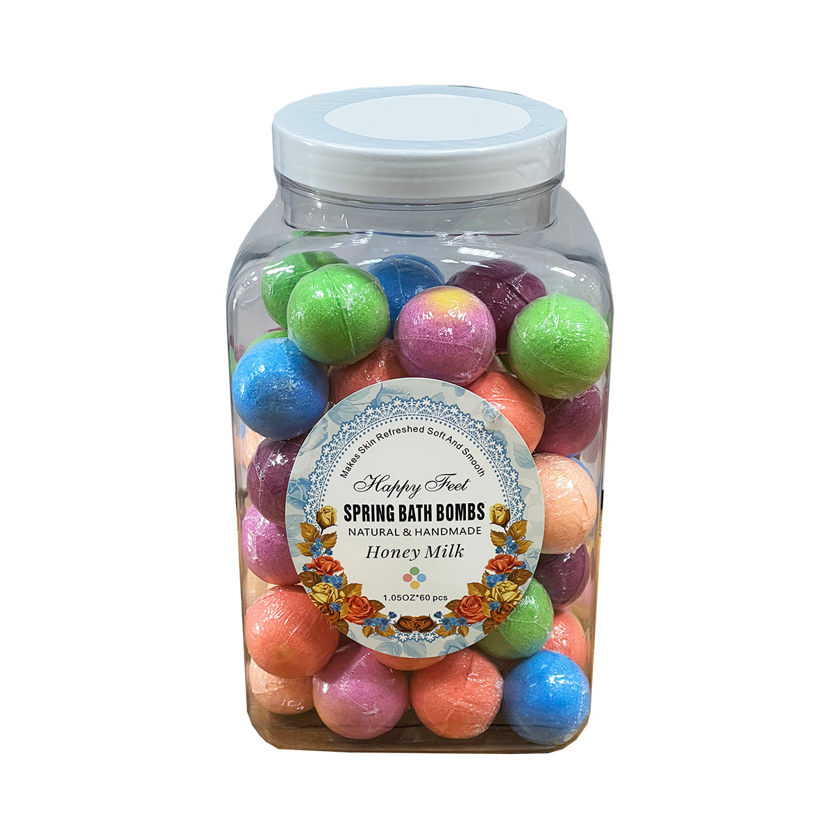 HappyFeet Spring 60 Bath Bombs - Honey Milk - Case of 4