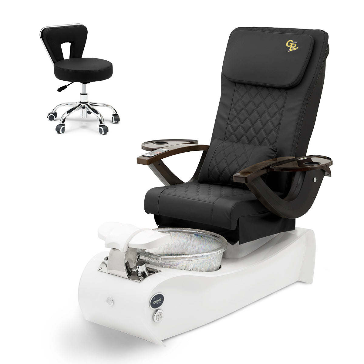 Thunder Pedicure Spa Chair - White Base - Unicorn Bowl - C01 Leather