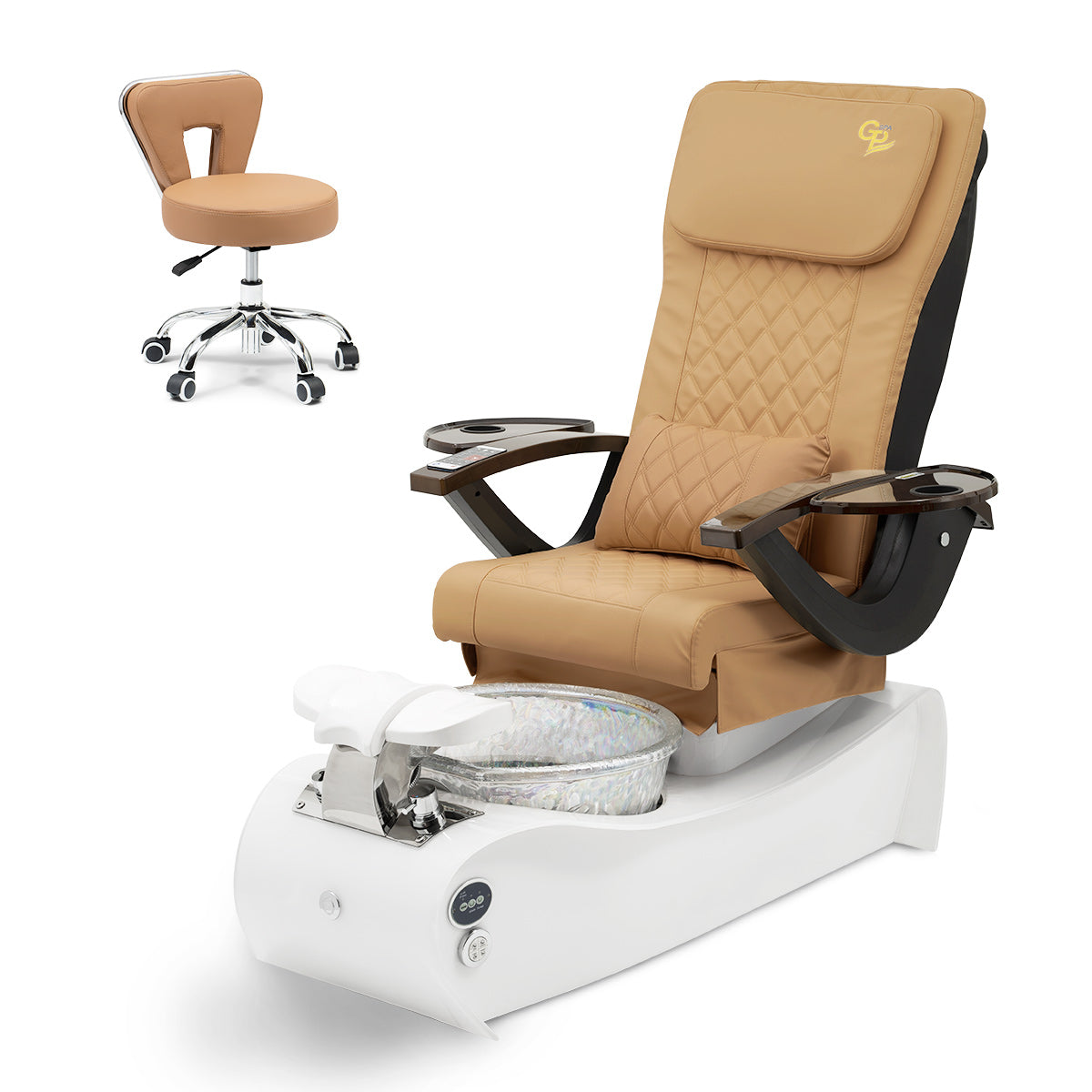 Thunder Pedicure Spa Chair - White Base - Unicorn Bowl - C01 Leather
