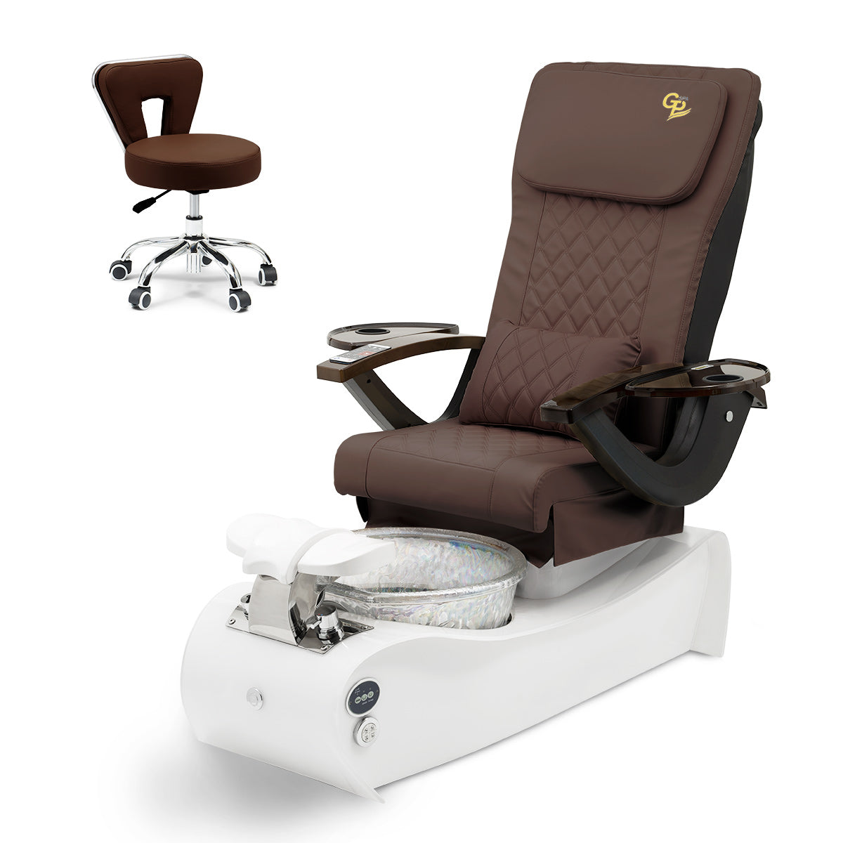 Thunder Pedicure Spa Chair - White Base - Unicorn Bowl - C01 Leather