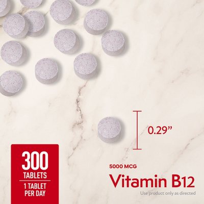 Member’S Mark Vitamin B12 Quick Dissolve Tablets, 5000 Mcg, Cherry, 300 Ct.