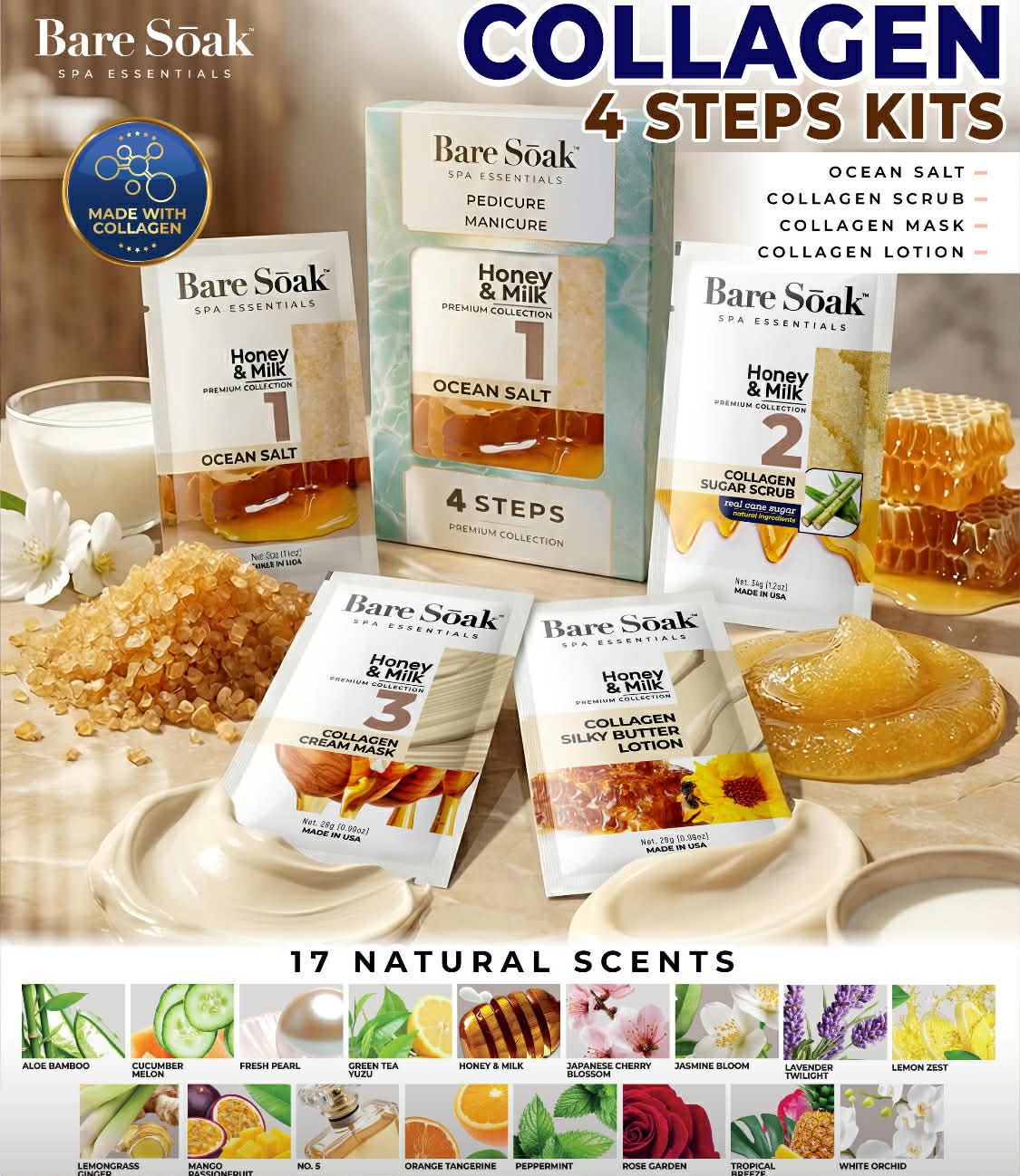 BareSoak 4 Steps Collagen - Peppermint - Master of 85 kits - New