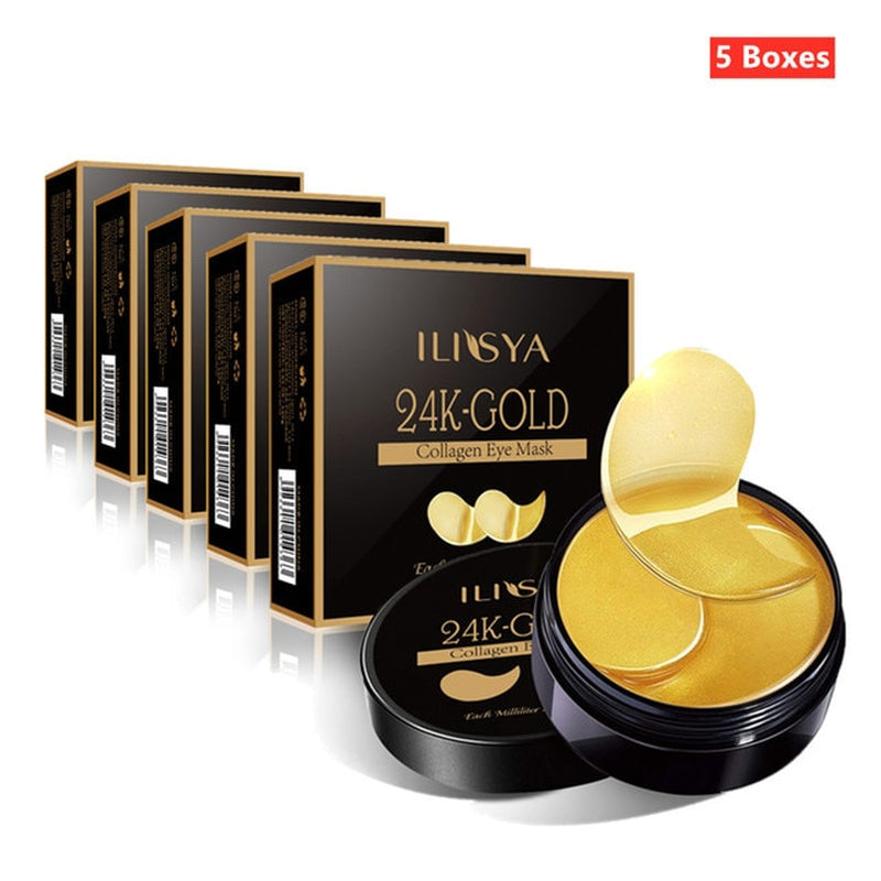 --Collagen Eye Mask 24K Gold Eye Patch Seaweed Eye Dark Circles Anti-Puffiness Anti-Aging Moisturizing Eyes--60Pcs