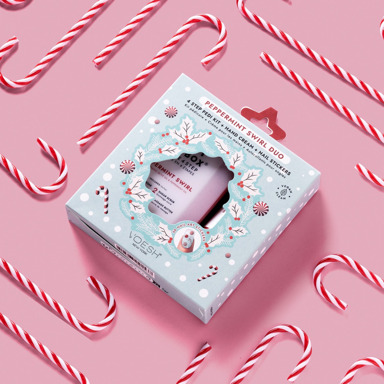 VOESH Deluxe Pedicure 4 Step - Peppermint Swirl (Limited Edition) - Case of 50