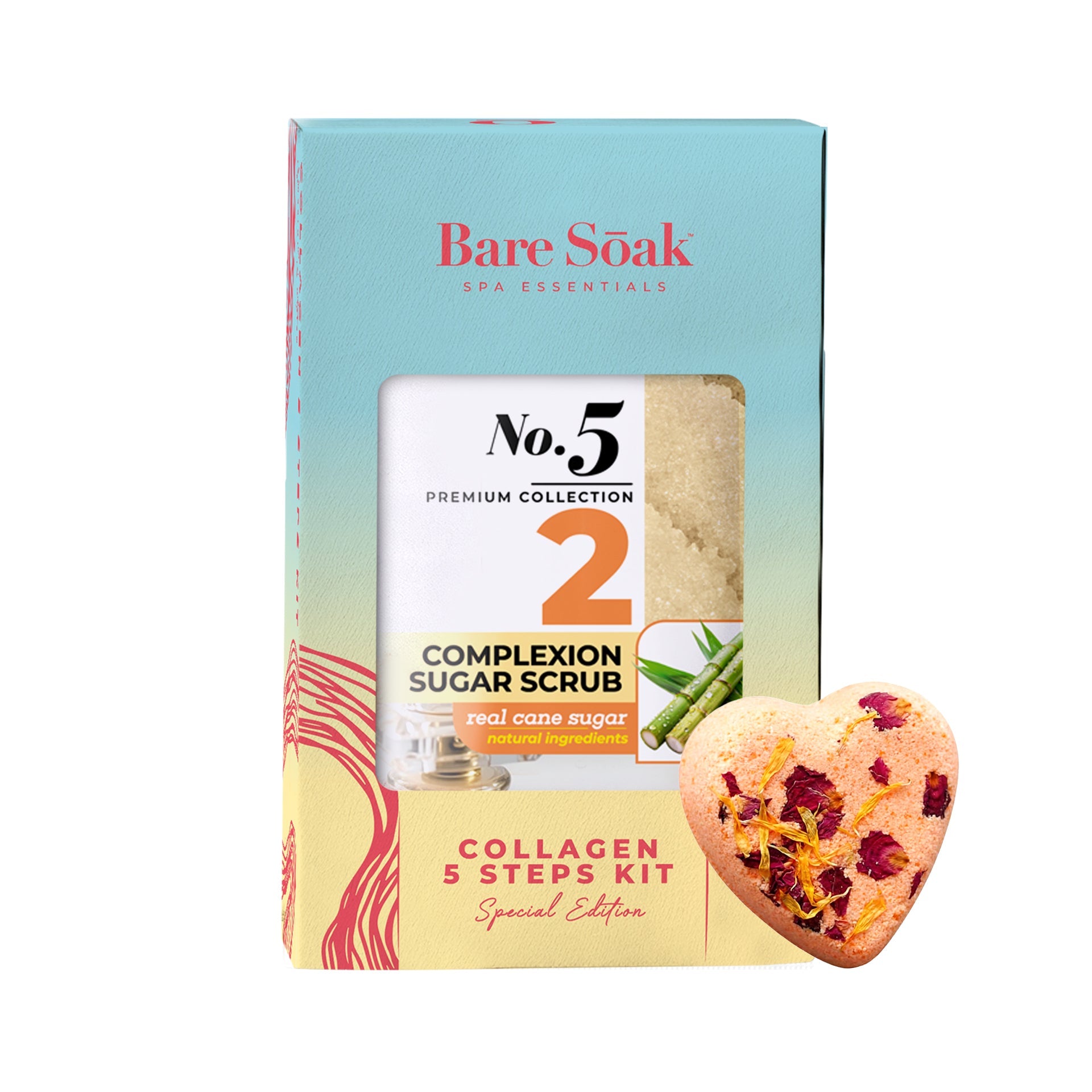 BareSoak 5 Steps Collagen with HEART Fizz Bomb - No.5 - Kits - New