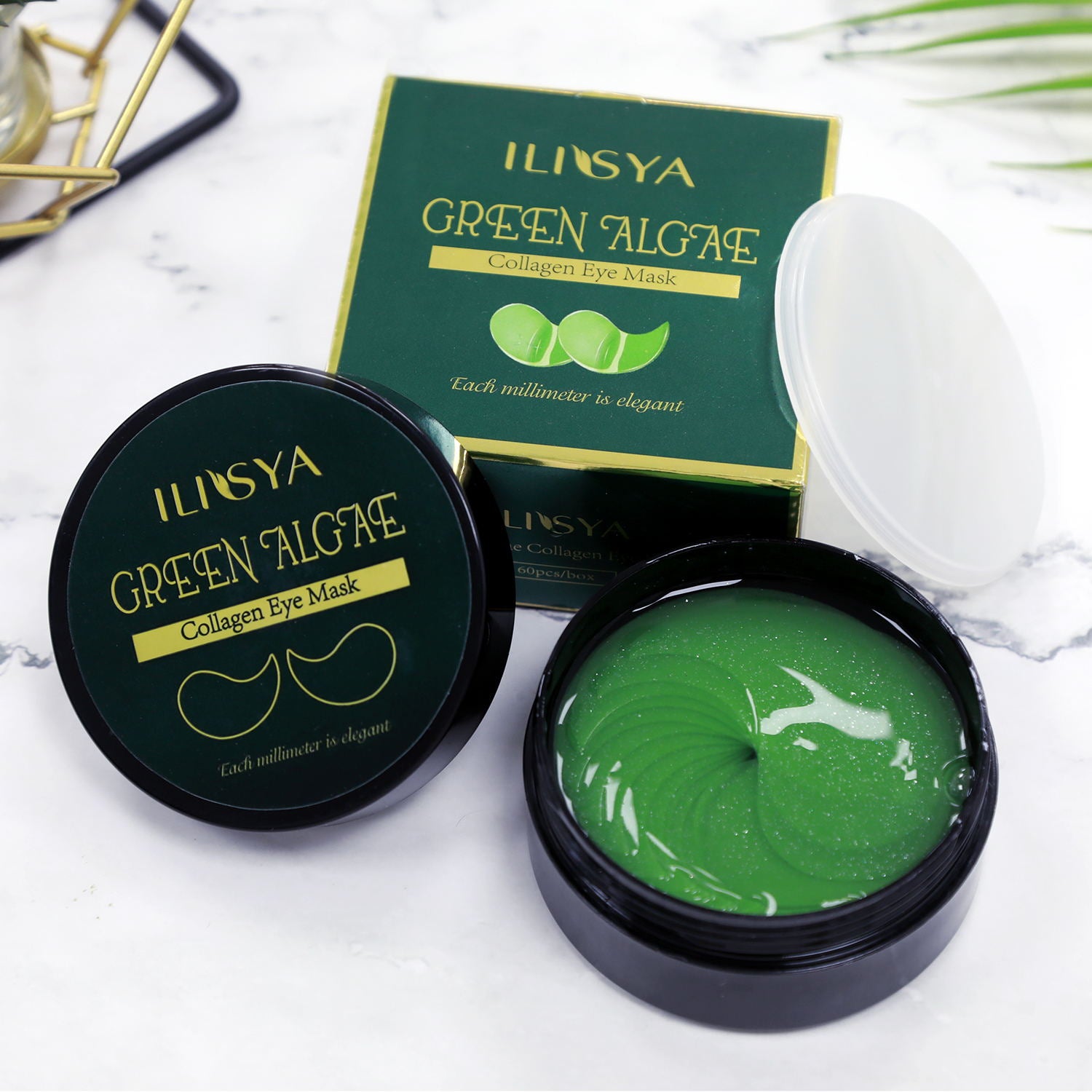 --Collagen Eye Mask 24K Gold Eye Patch Seaweed Eye Dark Circles Anti-Puffiness Anti-Aging Moisturizing Eyes--60Pcs