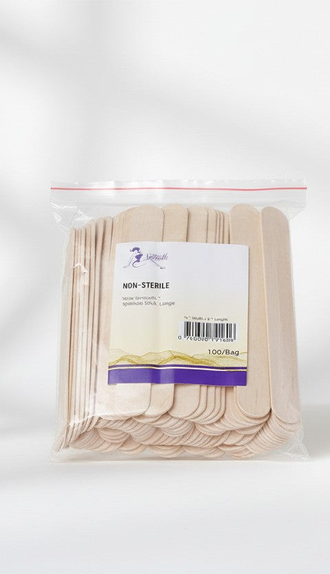 WaxSmooth Non Sterile Spatulas Stick Wax Large 6" x 3/4" - Bag/100pcs