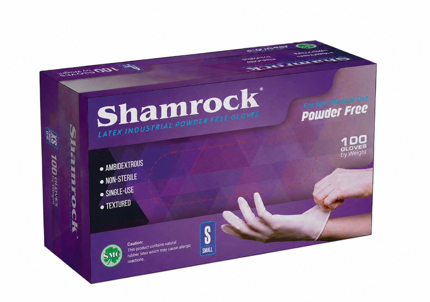 Shamrock Gloves Latex Powder Free - Size S - Box of 100 Gloves
