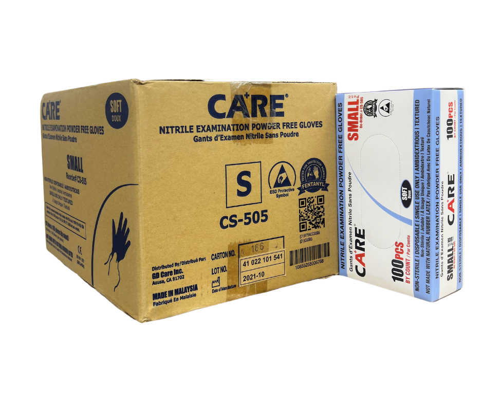 GLOVE CARE Powder Free Nitrile Gloves Size Small - Box