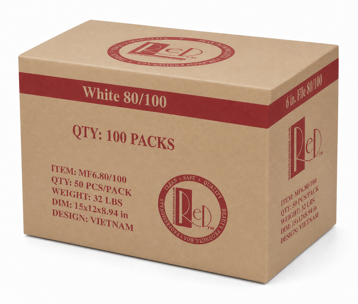 RED nail file 80/100 white - Case of 100