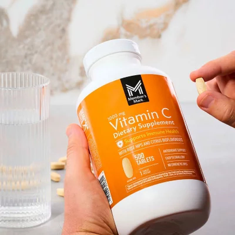 Member'S Mark Vitamin C plus Citrus Bioflavonoids & Rose Hips Tablets, 1000Mg, 500 Ct.