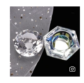 HOLOGRAPHIC CRYSTAL DAPPEN DISH FOR NAIL LIQUIDS & POWDERS