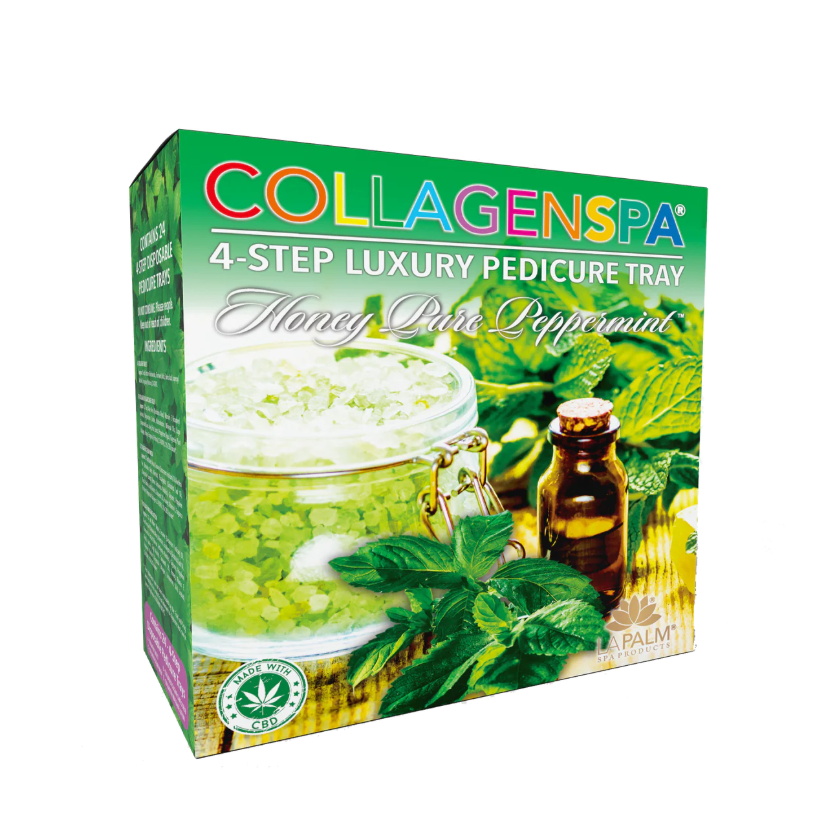 La Palm CollagenSpa 4-Step Pedicure Tray - Honey Pure Peppermint - Case of 4 Boxes/96