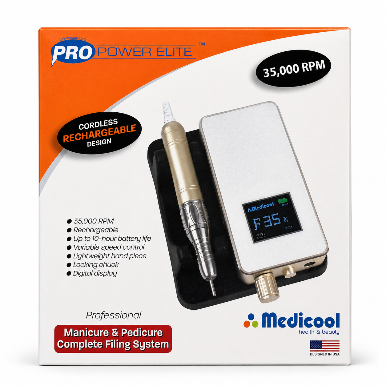 NEW_Medicool Pro Power Elite Nail Drill - Cordless Rechargeable Design
