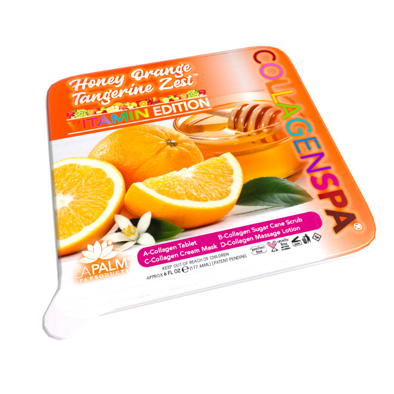 La Palm CollagenSpa 4-Step Pedicure Tray - Honey Orange Tangerine Zest - Box of 24