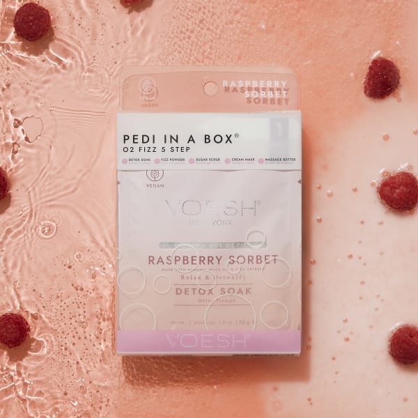 VOESH Pedi in a Box O2 Fizz 5 Step - Raspberry Sorbet - Case of 50