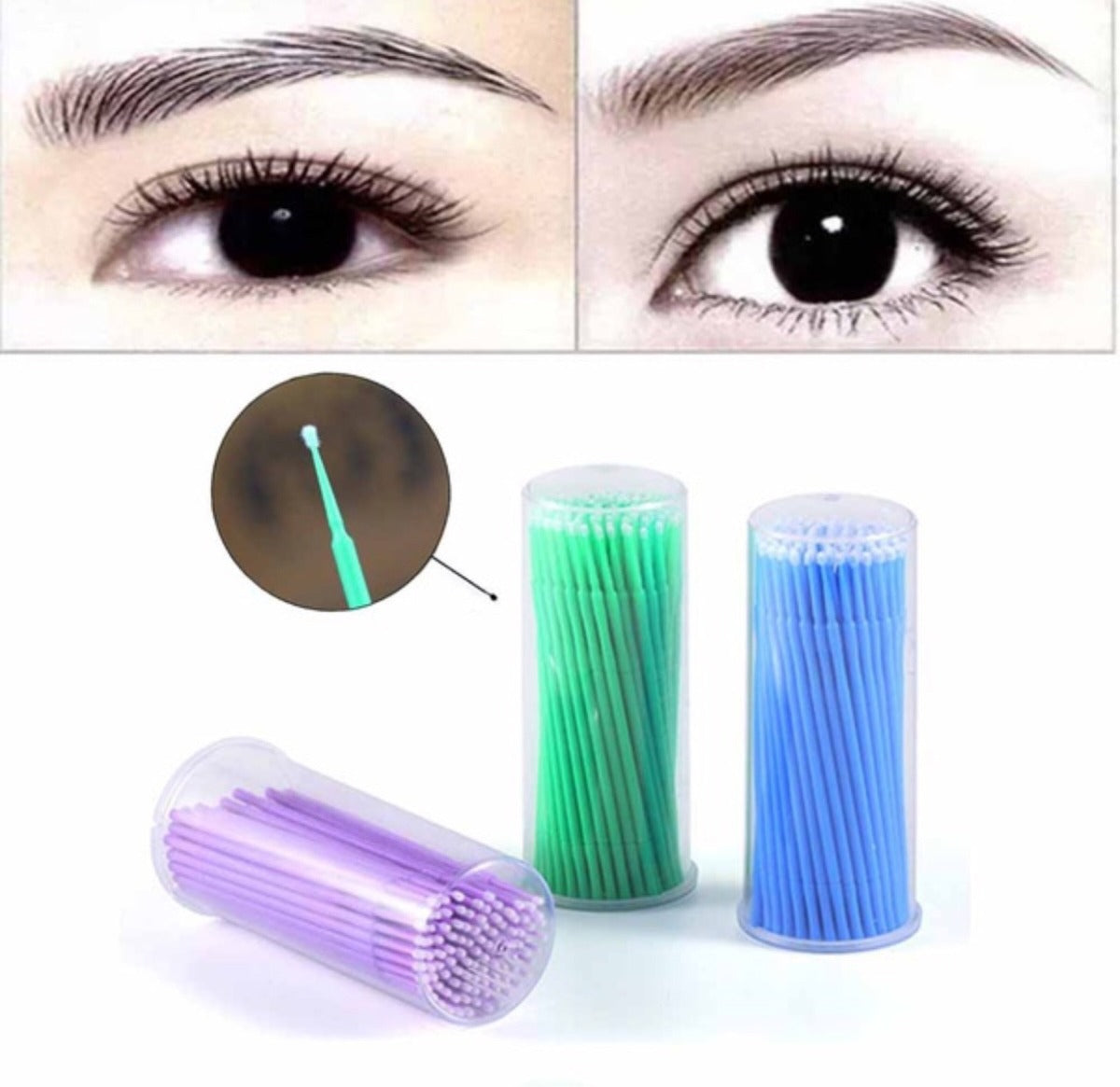 100 Pieces Micro Applicator Brushes Lash Micro Swabs for Eyelash Extensions, Makeup
