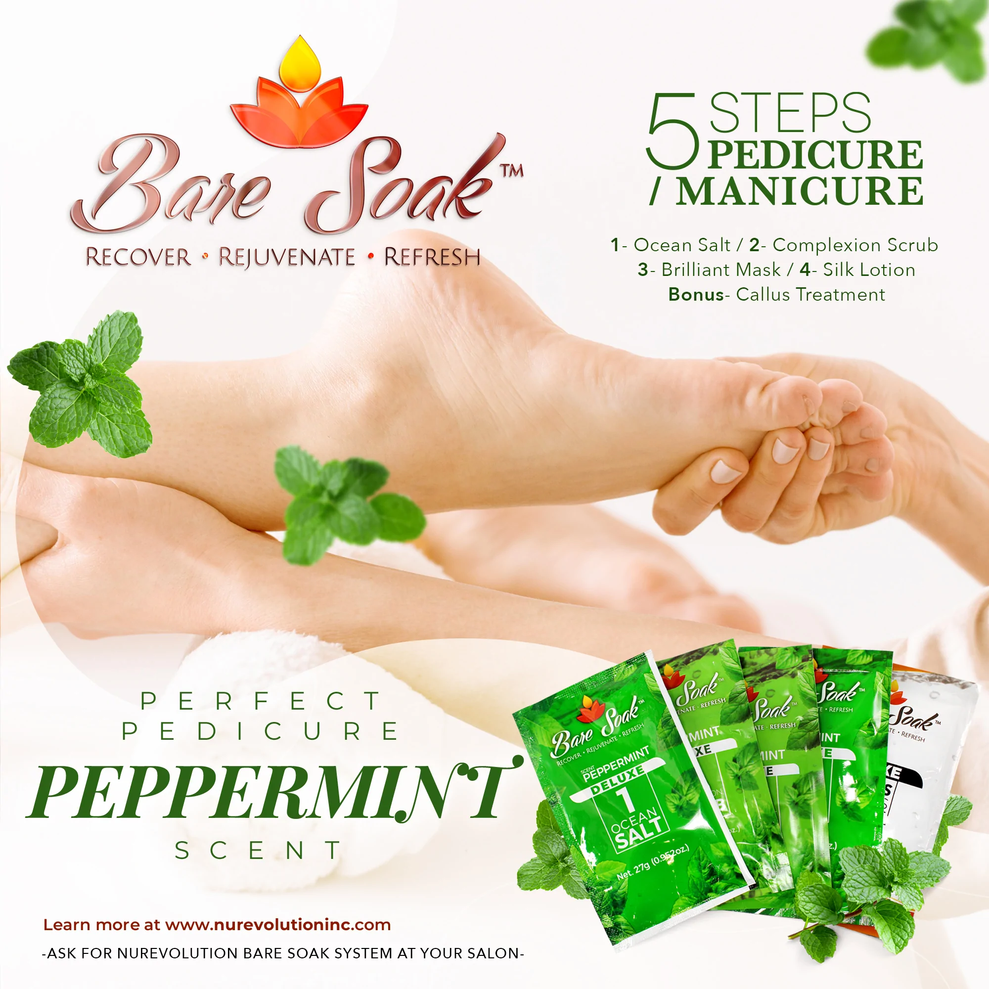 NuRevolution Deluxe 5 Steps Pedicure - Peppermint - Kit